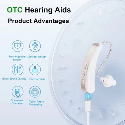 BTE RIC Digital Ear Machine Złoty pojedynczy aparat słuchowy z redukcją hałasu