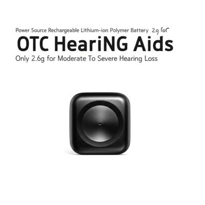 Źródło zasilania: Akumulator litowo-jonowo-polimerowy. Aparaty słuchowe OTC (sprzedawane bez recepty) tylko. 2,6 g dla umiarkowanego do ciężkiego ubytku słuchu